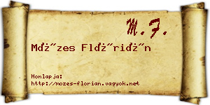 Mózes Flórián névjegykártya